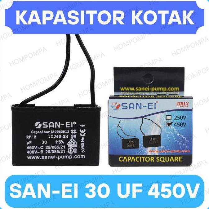 LOPHEZONE KAPASITOR CAPASITOR 30uf Mikro 450V San-Ei Kondensor Kabel Kotak 30 UF MFD - SPAREPART POM