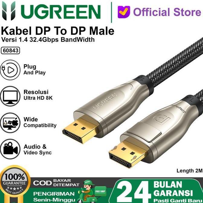 HARGA DISC - UGREEN Kabel Display Port To DP 1.4 8K 60HZ Original - 60843 / 10211
