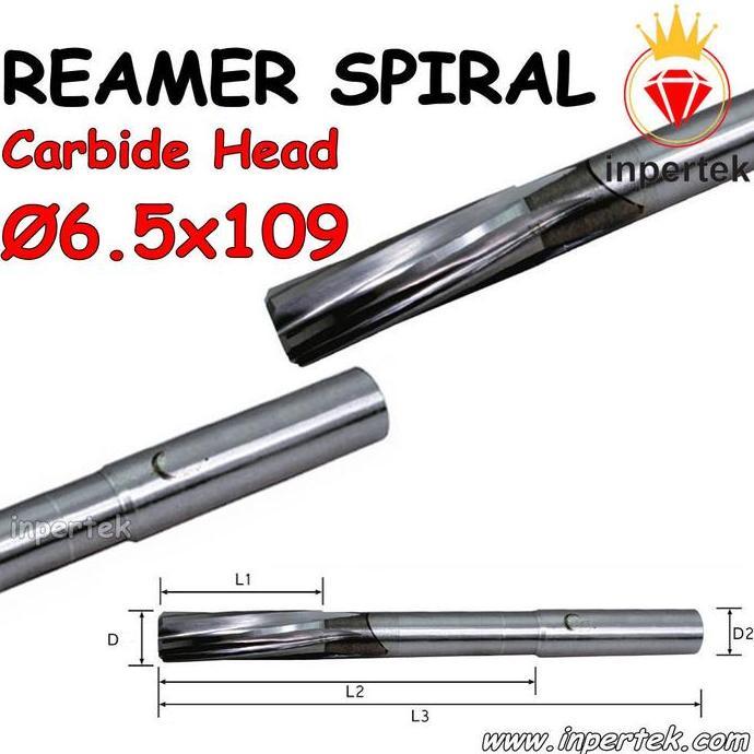 LOPHEZONE Reamer 6.5x109 TCT Reamer Carbide Head 6.5mm Rimer Spiral 6 Lemer