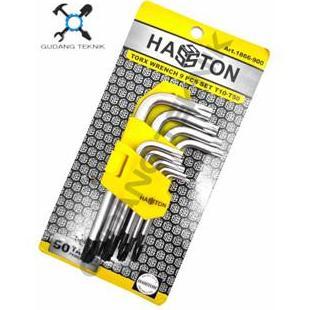 DHEALOKA Kunci L Bintang PENDEK Set 9pcs 13cm 1866-900 HASSTON PROHEX / Kunci L Set Bintang 9 pcs  1