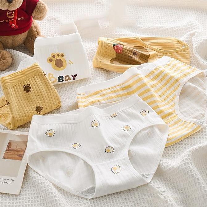 CARDIENAL PEACHIE | CD2139 Celana Dalam Yellow Lucu CD Motif Bear Kuning Cewek Fashion Korea  dewasa