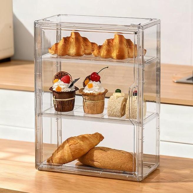 Eglux Kotak Kue Akrilik Tempat Kue Etalase Roti Rak