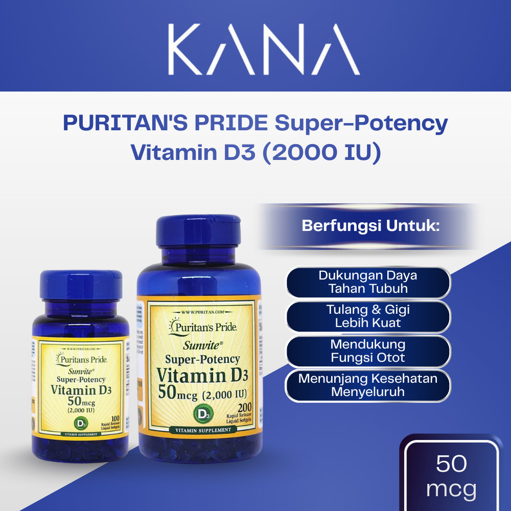 PURITAN'S PRIDE Vitamin D3 2000 IU 50 mcg High Potency Puritan Pride