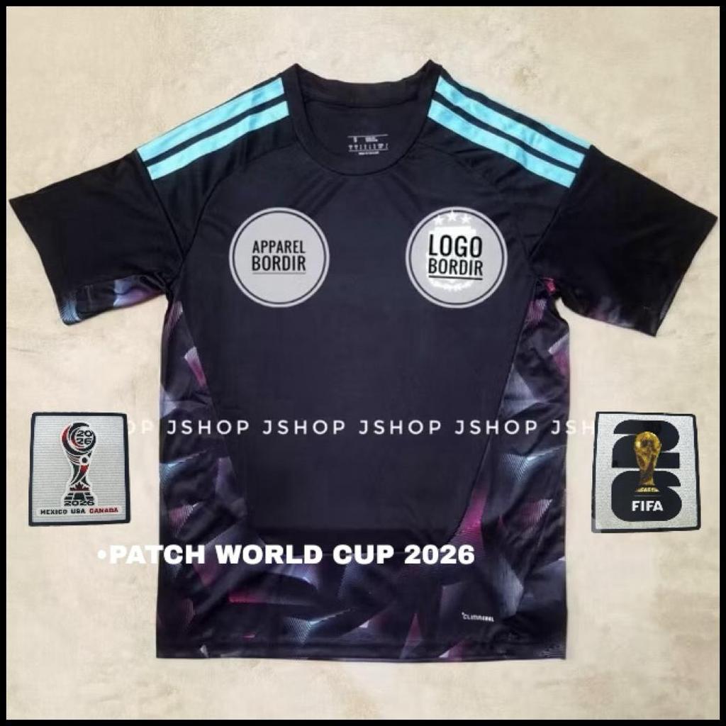 Logo Bordir Jersey Bola Jersey Piala Dunia 2026 Jersey Argentina Kiper Hitam 2026