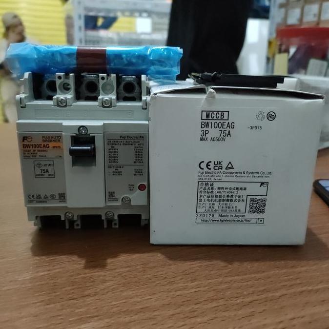 Mccb Bw100Eag Fuji 3P 75A Original / Mccb Fuji Electric 75A 3P Murah