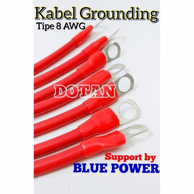 (100 CM) KABEL 8 AWG UNTUK GROUND MOBIL LENGKAP DENGAN SKUN-BLUE POWER