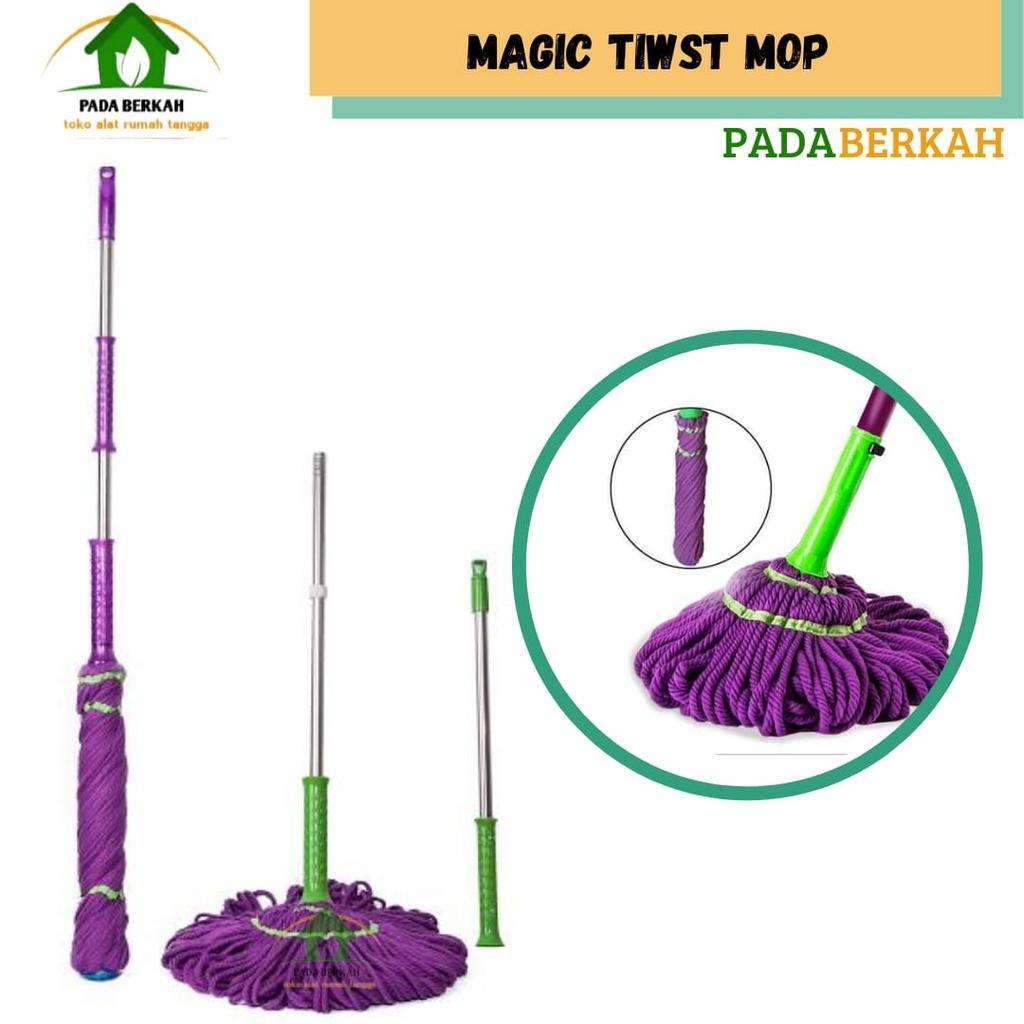 Alat Pel Lantai Peras Putar Microfiber Praktis/ Alat Pel Lantai Tanpa Kotori Tangan/Magic Twist Mop