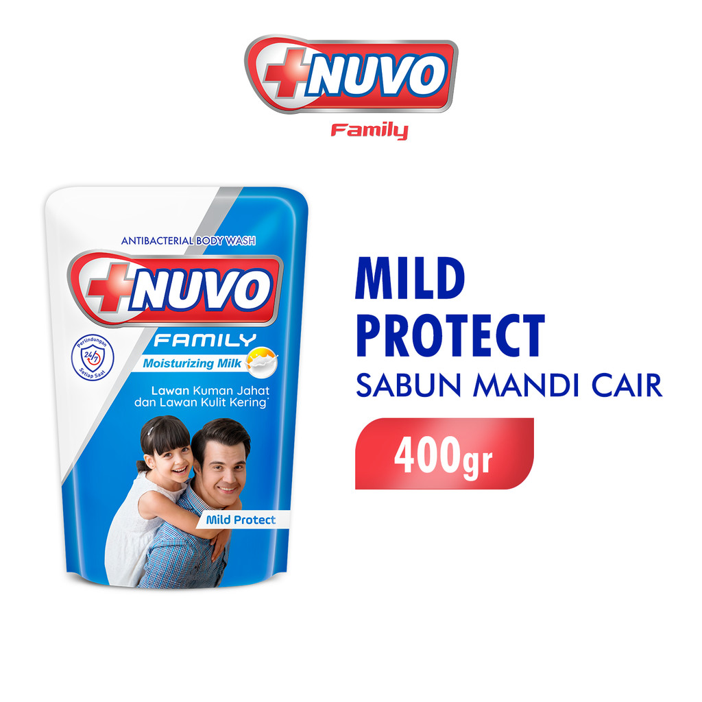 Nuvo Family Sabun Mandi Cair Biru Mild Protect Pouch 400 gr x2 - Gambar 2