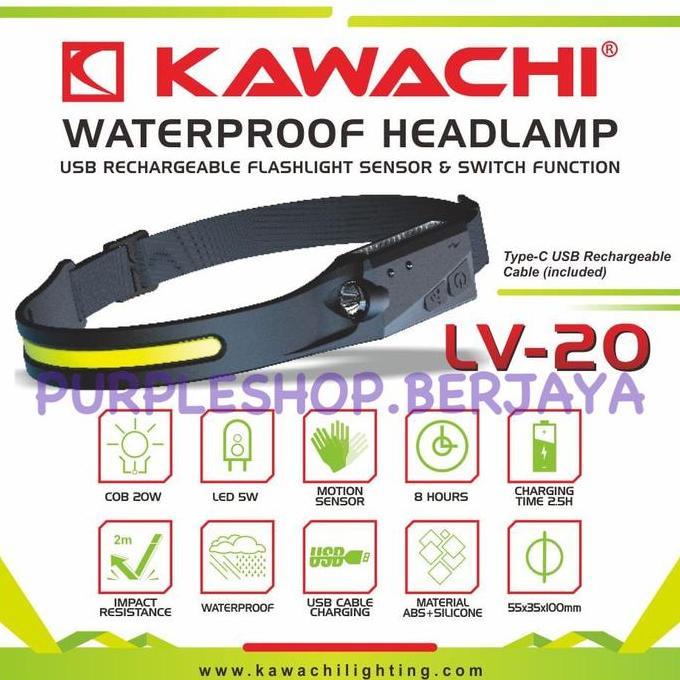 HARGA DISC - Kawachi Senter Kepala COB LED 20Watt dan 5Watt Senter WATERPROOF