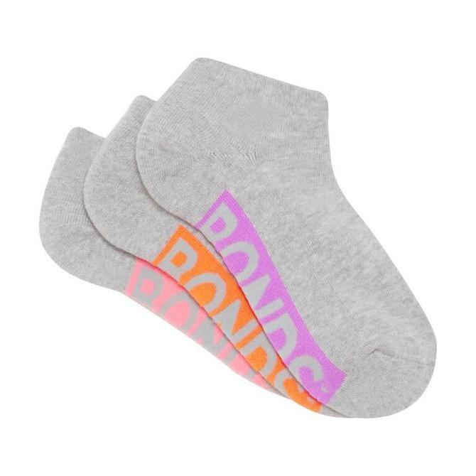 Bonds Womens Logo Cushioned Low Cut Socks 3 Pack - kaos kaki bonds wanita - Grey 3 Pack