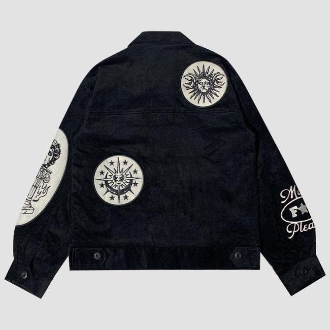 Xxpi- Evilspirit Work Jacket -  Liora Black Unisex Jaket Zipper Vintage Panjang Bordir Custom Leathe