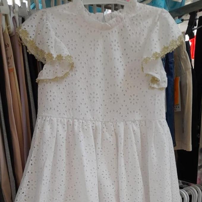 Dress Anak warna Putih Bersih KING KIDS umur 2 - 8 Tahun PREMIUM.