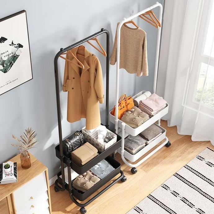 PROMO - SHENAR RAK GANTUNGAN BAJU TROLI SUSUN / TROLI GANTUNG 2 SUSUN SERBAGUNA / STAND HANGER BAJU 