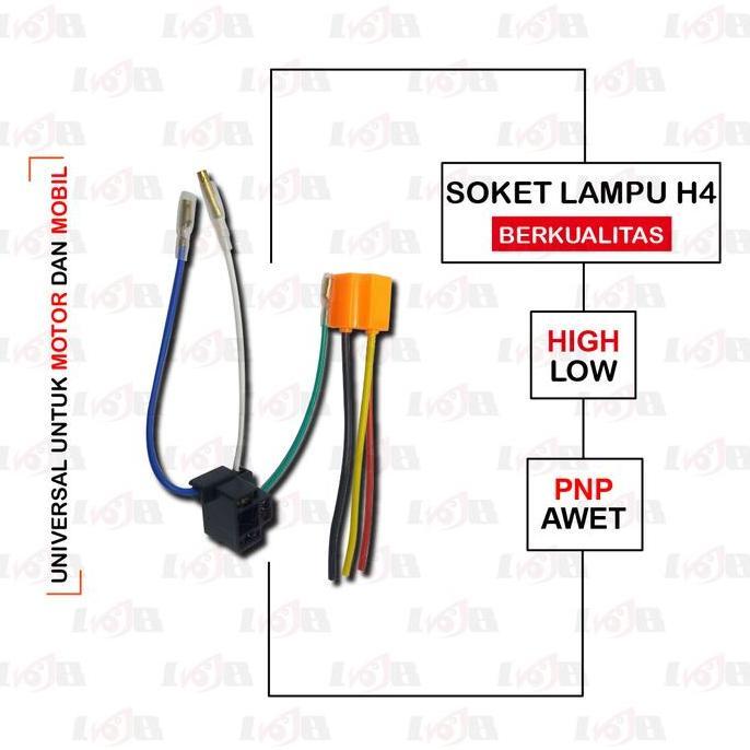 Promo Fiting Lampu H4 Soket Socket Hs1 Bohlam Motor Mobil 3 Kabel Kuat Awet Cod