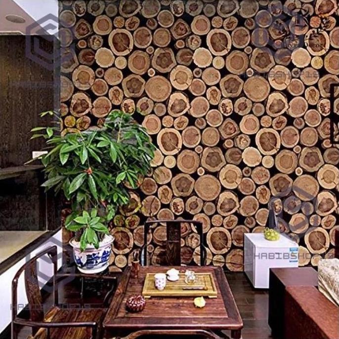 Kantowi- Wallpaper Dinding Kayu Bulat, Ukuran 8 M X 45 Cm