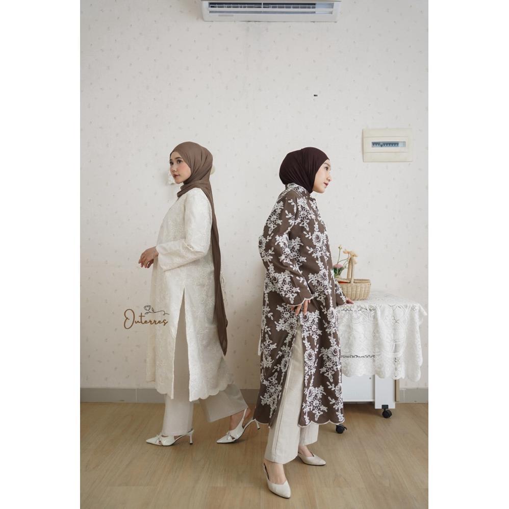 DISKON OUTERRES - MOIRA TUNIK | ATASAN TUNIK LEBARAN BORDIR MOTIF POLOS WANITA