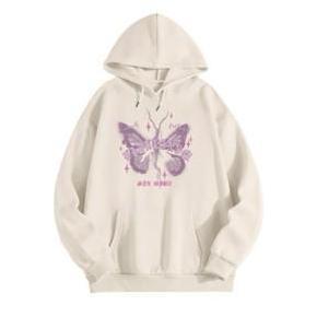 Xxpi- Hoodie Wanita Model Butterfly | Kupu-Kupu Lilac | Bahan Milk Cotton