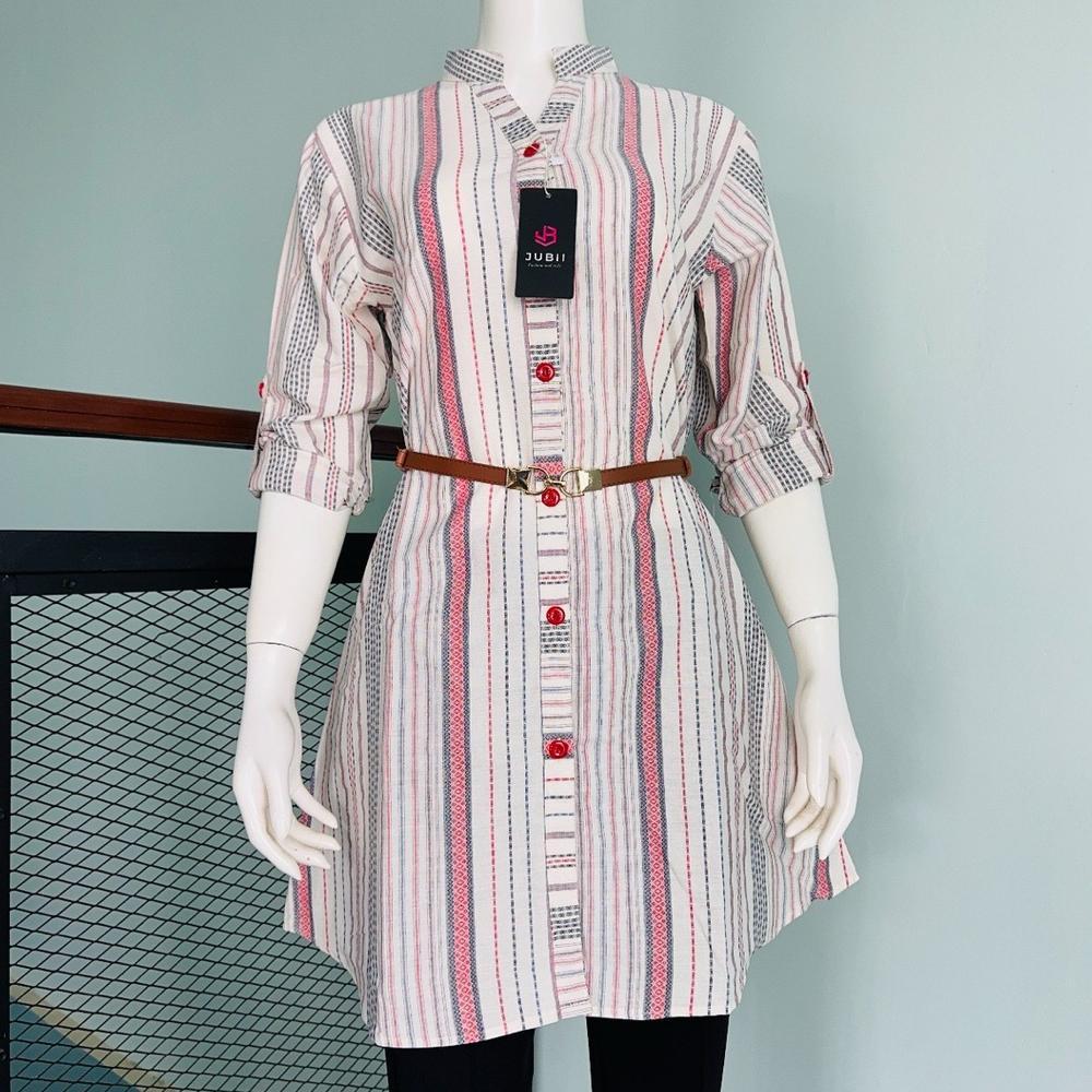 BEST SELLER JUBII.TUNIK TRISET MOTIF DOBBY TIMBUL FREE IKAT PINGGANG CANTIK