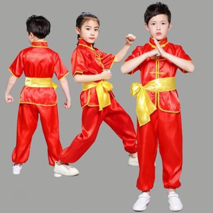 Baju Kungfu Anak Lengan Pendek Kostum Kungfu Anak / Kostum Baju Wushu Cina China / Kostum Baju Taich