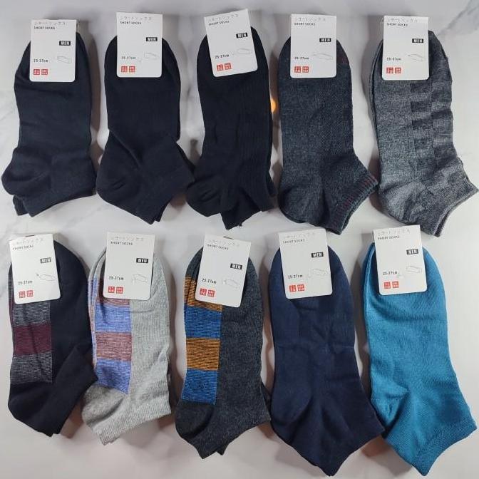 Kaos Kaki Ankle Uniqlo Pria Polos dan Motif Anti Bacterial