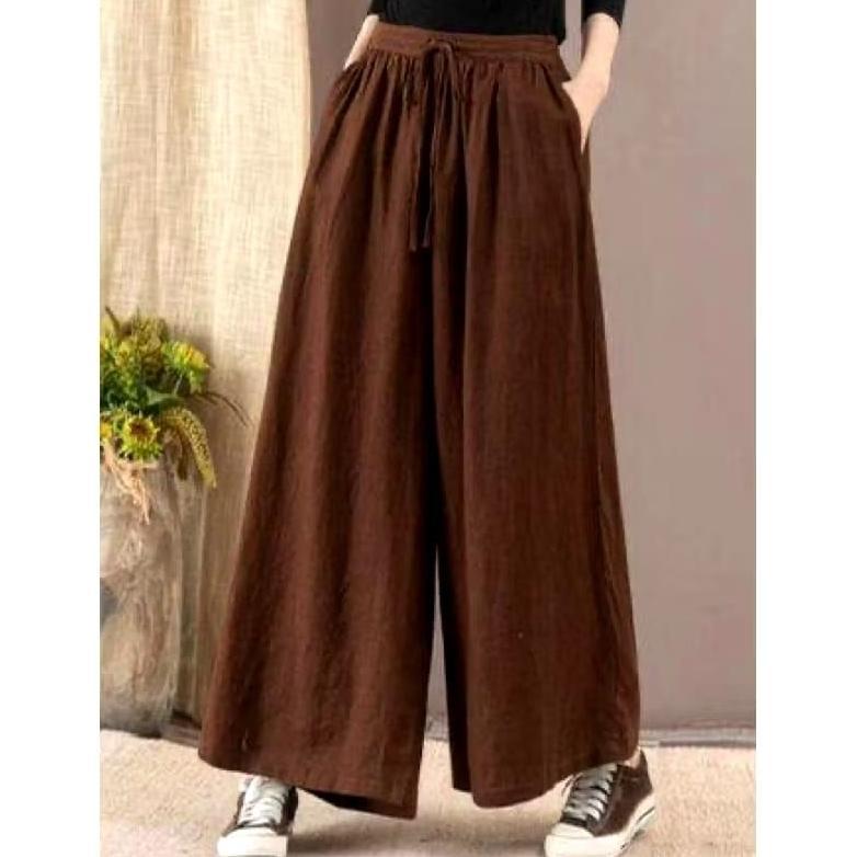 Discount Celana kulot super jumbo terbaru kain Katun Linen Original