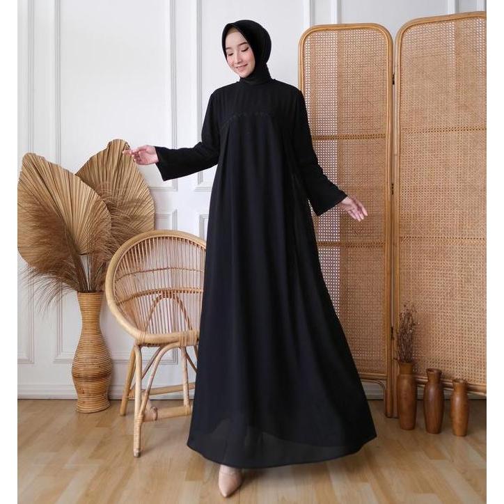 Sakha - Gc 04 Hitam Baju Gamis Putih Wanita Brukat Gamis Putih Ceruti Jumbo Terlaris Baju Lebaran Um