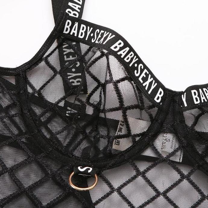 DS236 - N2411 jumpsuit bodysuit hot S - XXL lingerie berkawat open V transparan