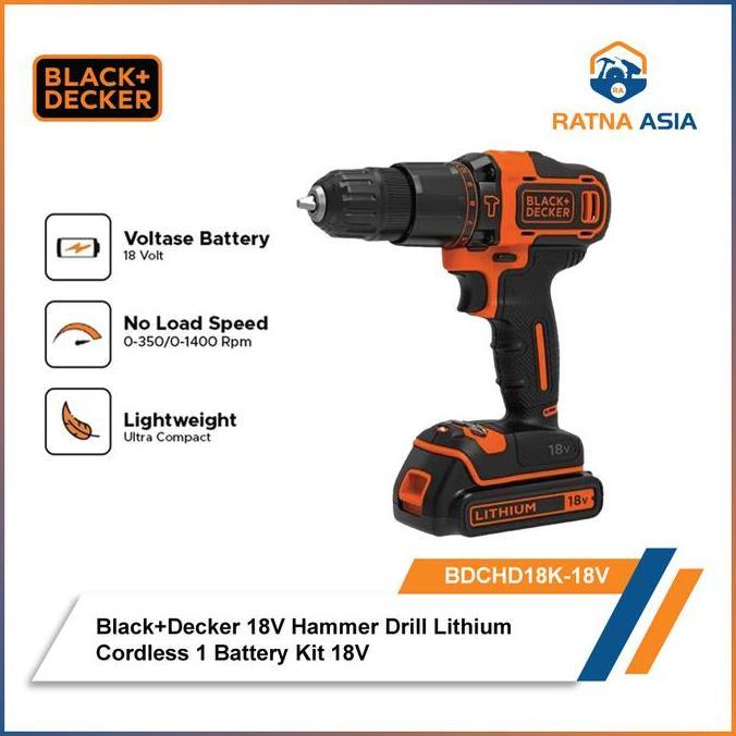 Miliki Mesin Bor Cordless 18V Baterai Black&Decker Bdchd18K-18V Hammer Drill