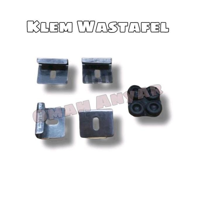 >>>>>] Plat Klem Wastafel Penjepit Kaca Ambalan + Karet