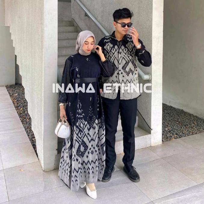 Termurah / Hot Sale Baju Couple Pasangan - Baju Kondangan Couple - Gamis Couple Tenun Dress Muslim H