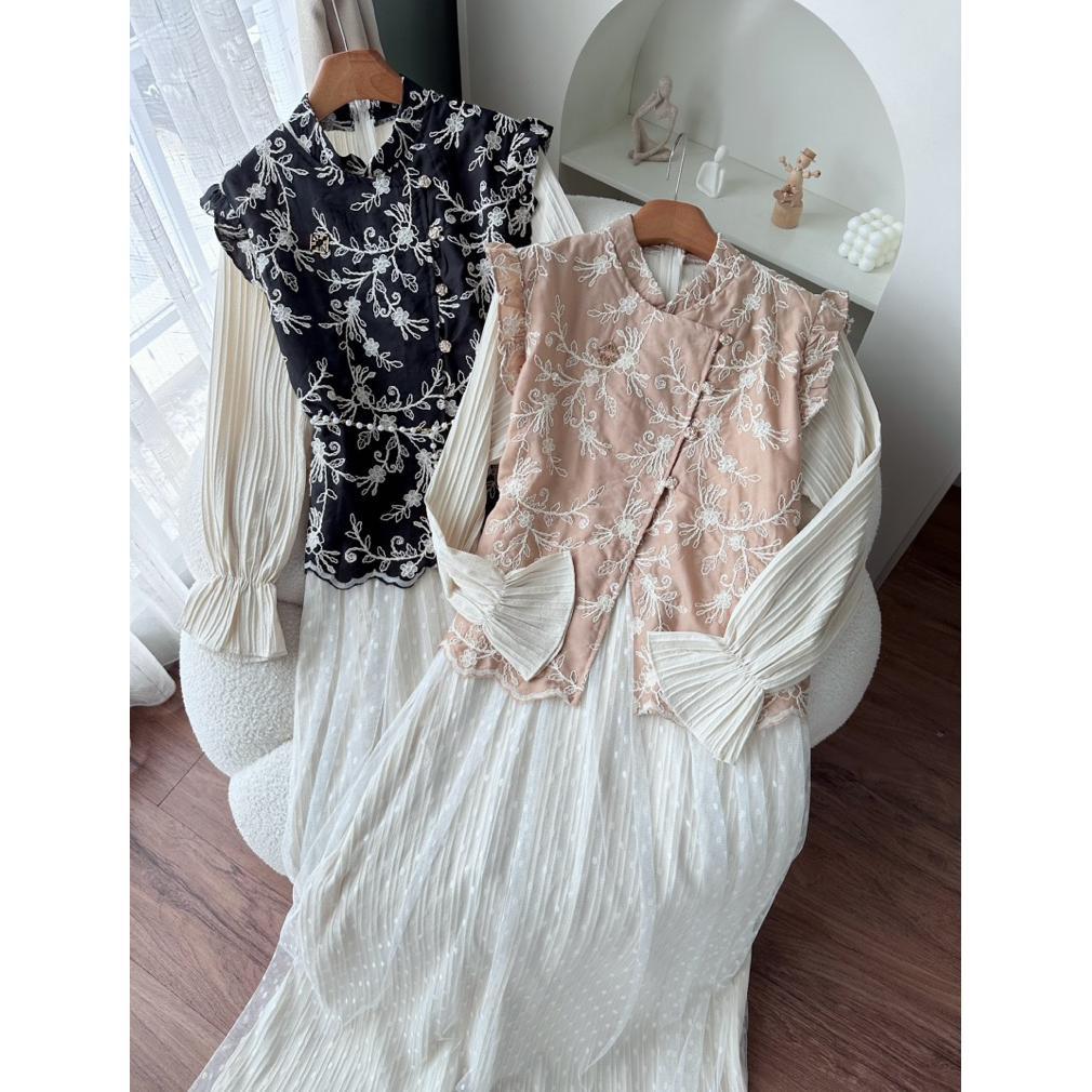 CANDY LADY Kanara Embroidery Maxi / Gamis Motif Wanita Terbaru Dress Katun Bestseller Gamis Lebaran 