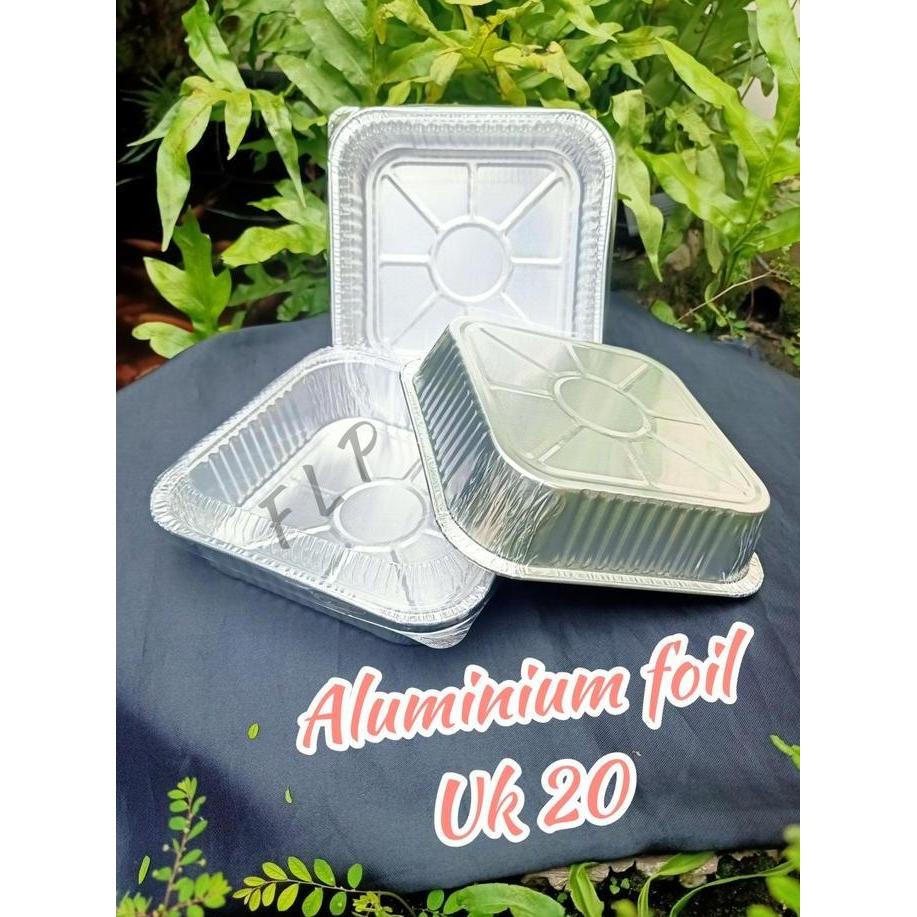 Promo Alumunium Foil Tray 11550 + Tutup / Aluminium Tray Kotak uk 20 x 20  PER 10pcs Diskon