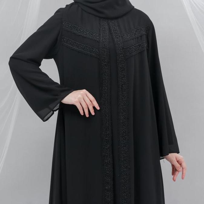 Murah Sakha - GC 06 HITAM BAJU GAMIS PUTIH WANITA BRUKAT GAMIS PUTIH CERUTI JUMBO TERLARIS BAJU LEBA