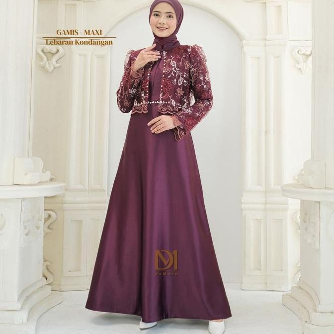 Murah Gaun Maxi Brokat Mutiara Mewah Gamis Dewasa Remaja Deena Dress Pesta Kondangan Lebaran Non COD