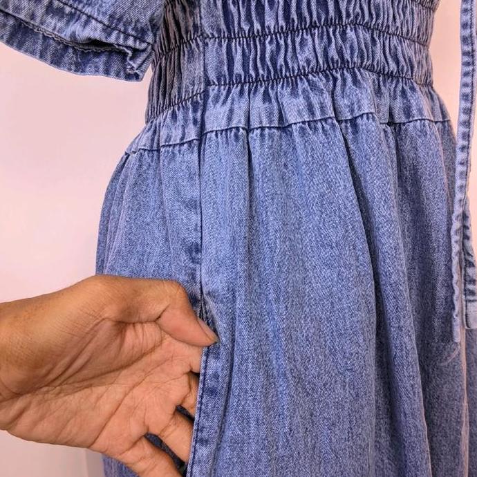 Willply Rif Gallery Dress Smook Denim Dress Denim Serut Dress Serut Denim Baju Wanita Casual