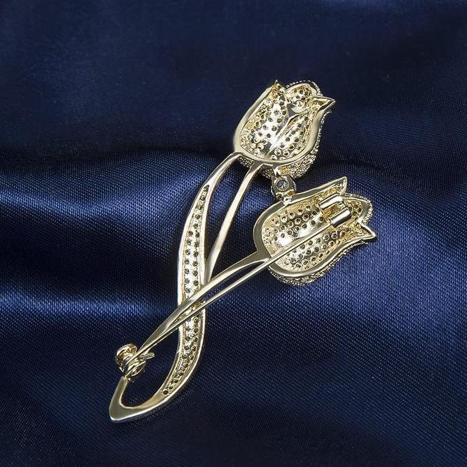 SIMATEKNO Bros Bunga Wanita Multifungsi / Bros Bunga Tulip Berlian Paduan / Bros Elegan