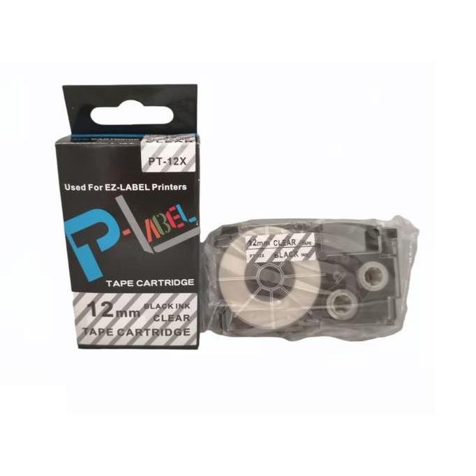 EZ Label Tape 12mm Black On Clear Compatible Casio printer Label Maker