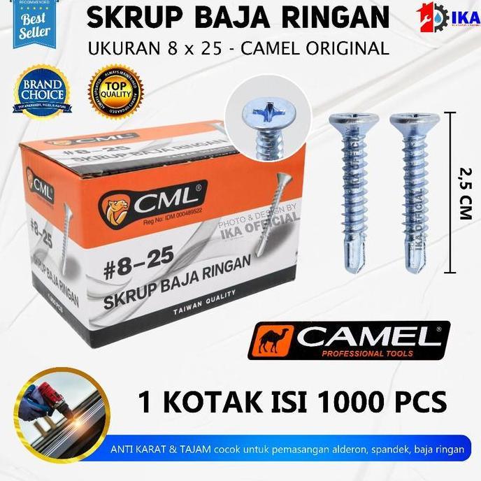 GRASSSTEKNO PER KOTAK Sekrup Skrup Baja Ringan GRC KalsiBoard CAMEL 8 x 25 (2,5cm) 8 x 32 (3,2cm) / 