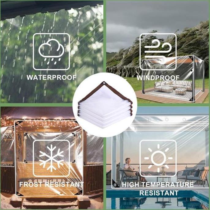 CROWHEAY Tenda Hujan Plastik /Terpal Plastik Bening Tebal Anti UV Green House / Tahan Air Penutup At