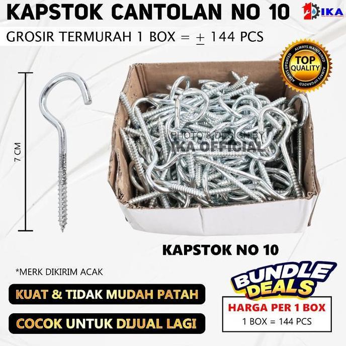 NAKATEKNO Kapstok Buka No.10 - 1 kotak isi 144pcs | Baut Gantung Besi | Gantungan Burung | Hook Skru
