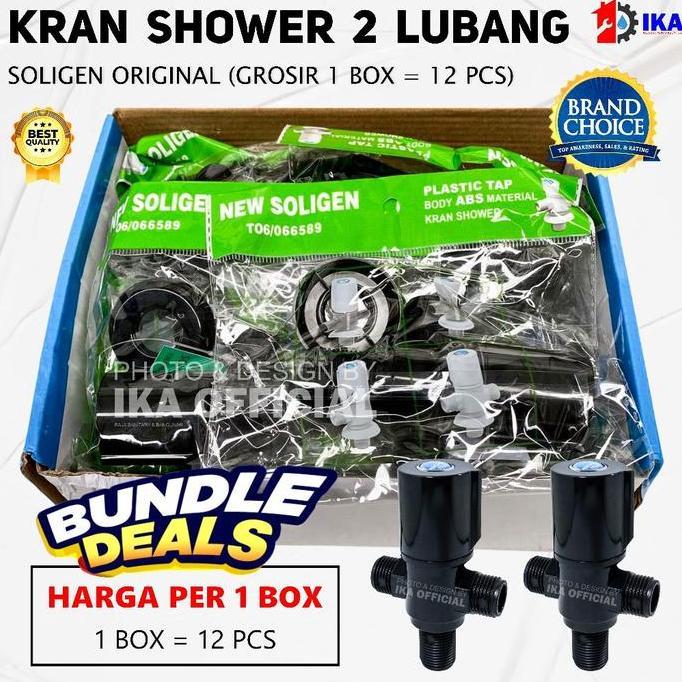NAKATEKNO Grosir 1 Box = 12 Pcs Stop kran 2 lubang Tee T shower SOLIGEN ON / OFF Closet shower mandi