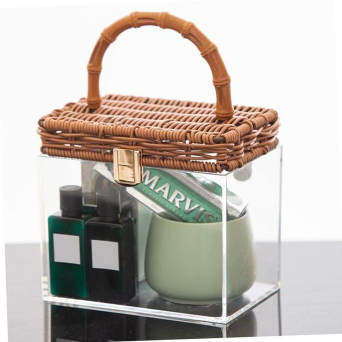 TOEVSKY Tas Hampers Akrilik / Tote Bag Kotak Hampers Bening / Tas Permen Pernikahan