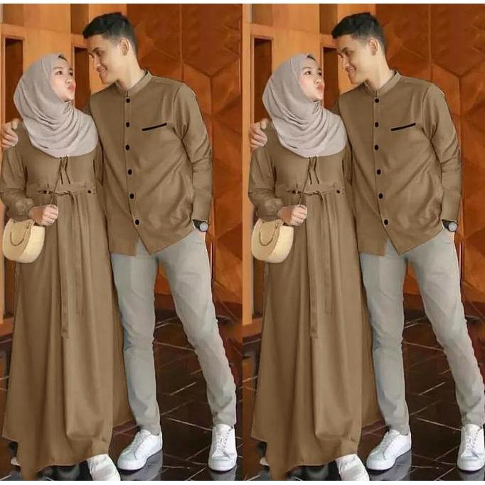 Termurah / Hot Sale Couple Emon Terbaru// Couple Lebaran 2025// Couple Pasangan Gamis+Kemeja/ Gamis 