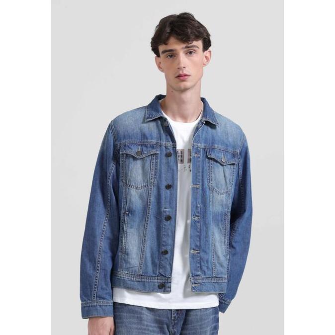 Emba Denim - Johnny Jaket Denim Pria Trucker Regular Fit Panjang  Kancing Kantong Casual (TERBAIK) (