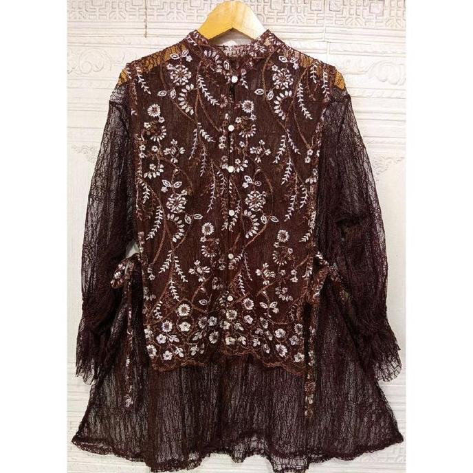 Murah Mitaru Outer Tunik Brukat Cardigan Brokat Lengan Panjang atasan outher brukat Outer Brokat Kon