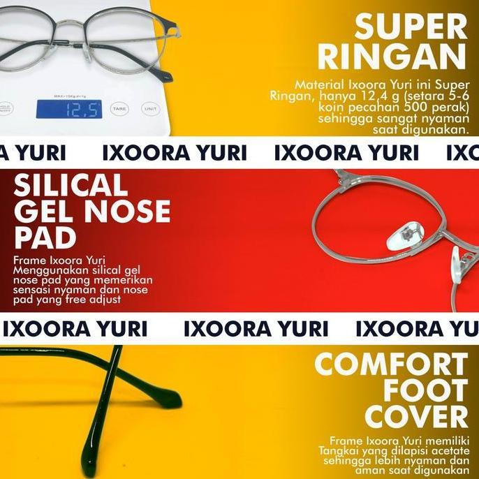 Ixoora Yuri - Frame Kacamata Minus Photocromic Photochromic Anti Radiasi Pria Wanita Blueray Sinar B