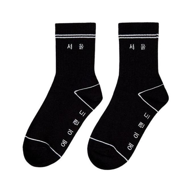 ALAND - ALAND - Aland X Seoul Logo Socks Black - Aksesoris Kaos Kaki Hitam Unisex (TERBAIK) (TERBARU