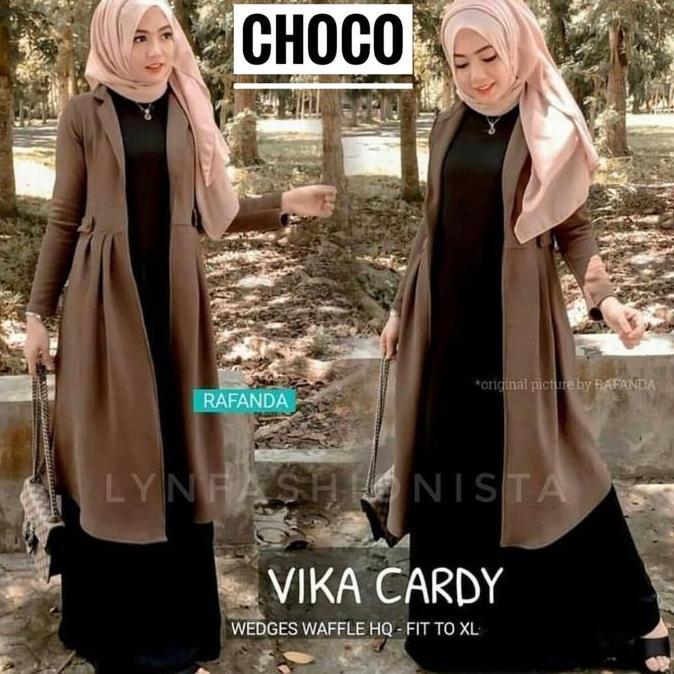 Long Outer Cardigan Panjang Wanita Muslimah Kerah Jeruk Tebal Mewah/Vika