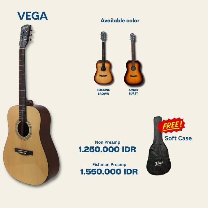 ODLAIR VEGA ACOUSTIC WITH FISHMAN PREAMP , BMJ (TERBAIK) (TERBARU) (TERMURAH)
