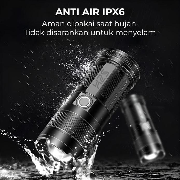 H2S Senter LED Laser Cas COB Zoom in out 9 Mode Waterproof HS-S86 Terlaris